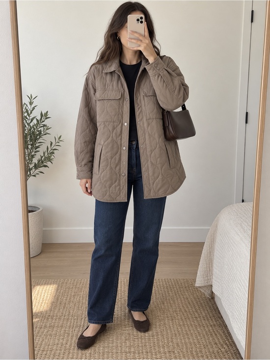 Ashley By 26 International Jackets & Blazers - Quilted Taupe Utility Jacket